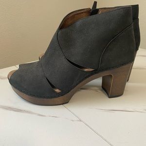 Dansko Black Suede Wooden Heels